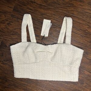 NWT A Loves A White Tweed Cropped Tank Top Size L